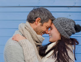 Couple hugging and deeply in love