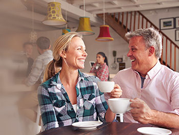 Happy couple in a cafe