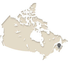 map of Canada showing Moncton, New Brunswick