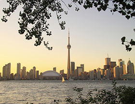 View of the CN tower from Toronto Islands