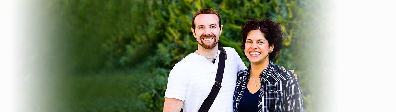 happy couple in a Brampton park