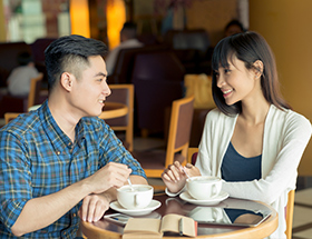 Couple getting coffee in Markham