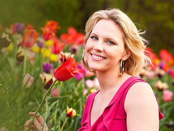 Beautiful woman with tulips