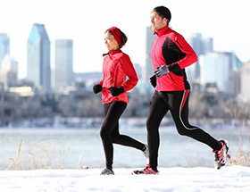 Couple on a jog in Montreal