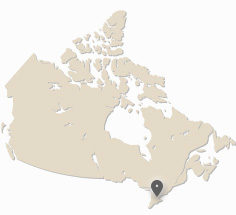 map of Canada showing Markham, Ontario
