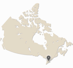 map of Canada showing Markham, Ontario