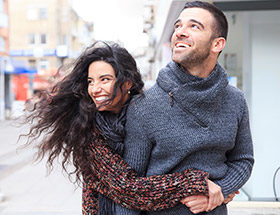 Latino Canadian couple having fun together