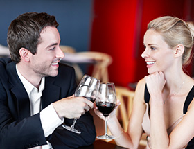 Young couple at a nice restaurant