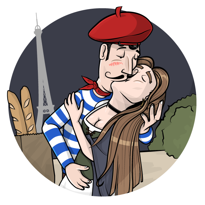 Illustration d'un baiser French Kiss