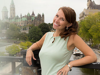 Woman near Parliament Hill in Ottawa