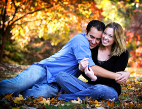 Couple in a park in the fall