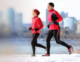 Couple on a jog in Montreal