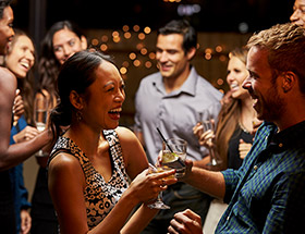 Happy couple in a bar