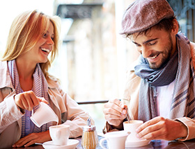 Man and woman having a coffee date