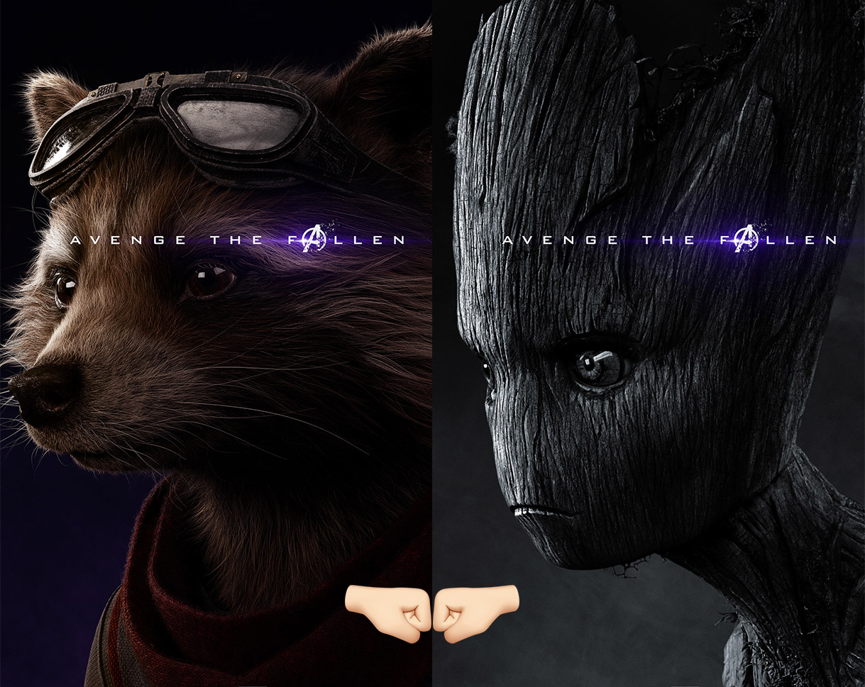 rocket racoon and groot friends
