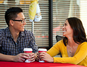 Chinese couple on a coffee date