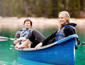 Couple on a date in a canoe