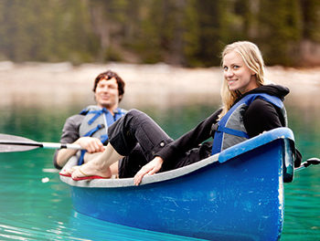 Couple on a date in a canoe