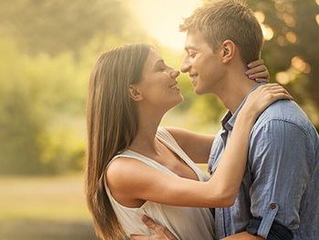 Really happy couple hugging and in love